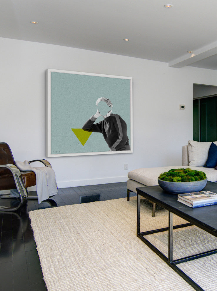 Marmont Hill, "No Face Azul I" by Bengoa Vazquez Framed Painting Print, 12x12