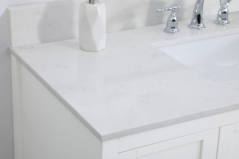 Tobias 48" Single Bathroom Vanity, White With Backsplash