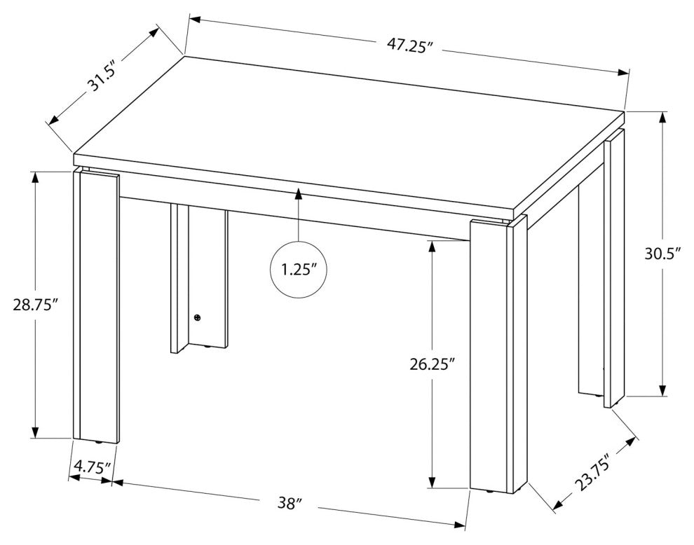 Dining Table, 48" Rectangular, Small, Kitchen, Dining Room, Laminate, Black
