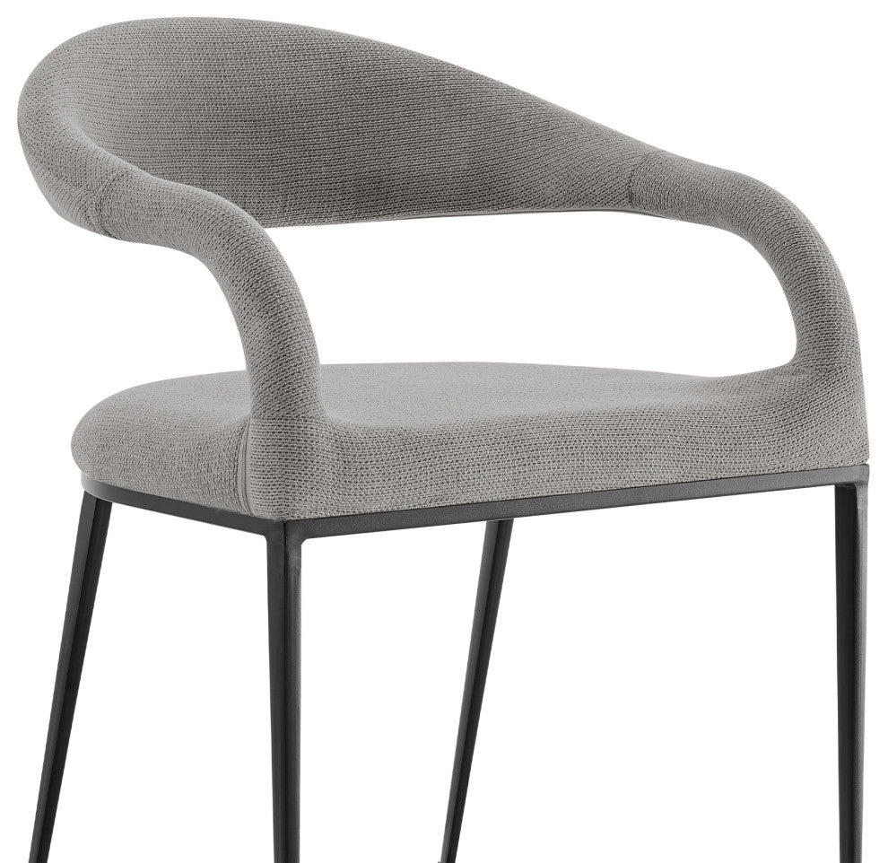 Morgan Matte Black and Light Gray Upholstered Dining Chairs, Set of 2