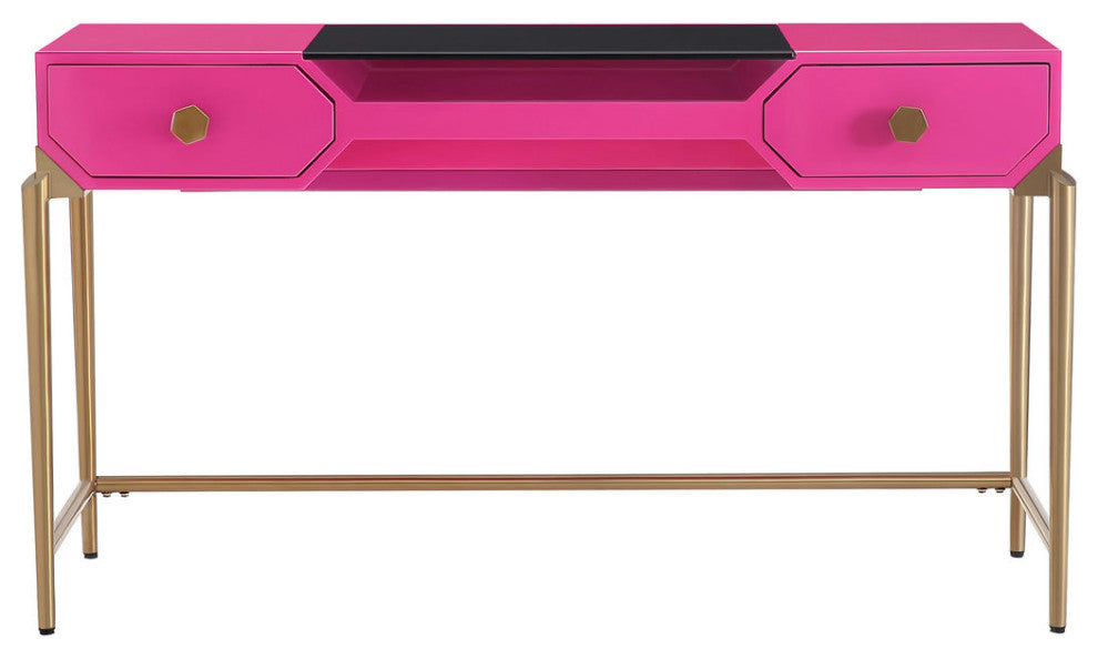 TOV Furniture Bajo Pink Lacquer Desk