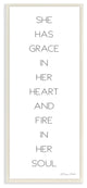 Grace In Her Heart Black And White Inspirational Word Design, 7"x17"