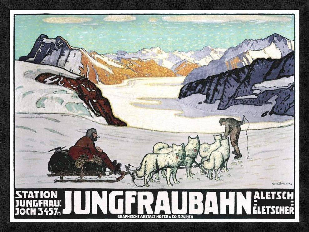 "Jungfraubahn" Framed Canvas Giclee by Wilhelm F. Burger, 38"x29"