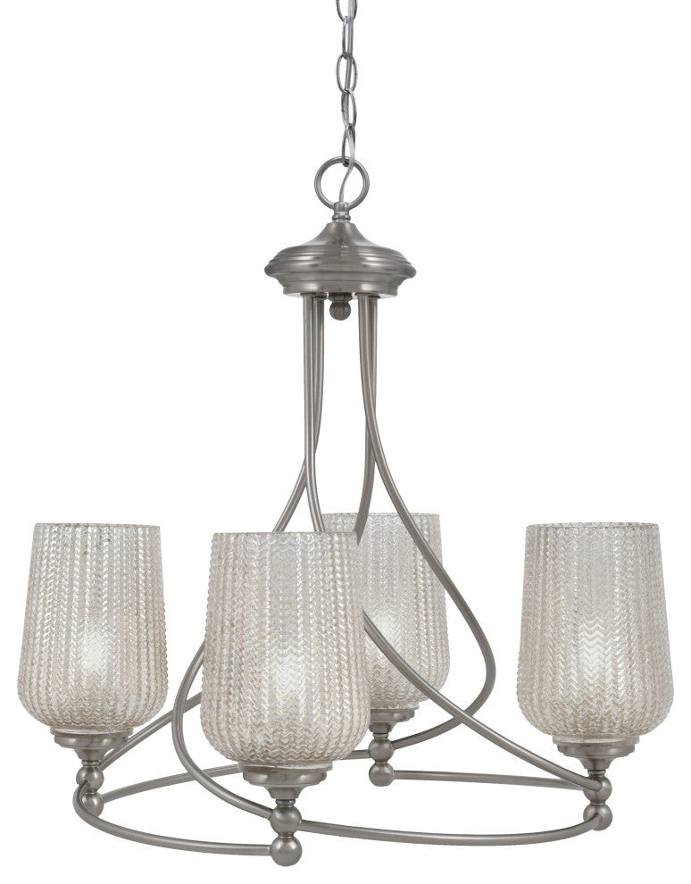 Capri 4-Light Chandelier, Brushed Nickel/Silver Textured