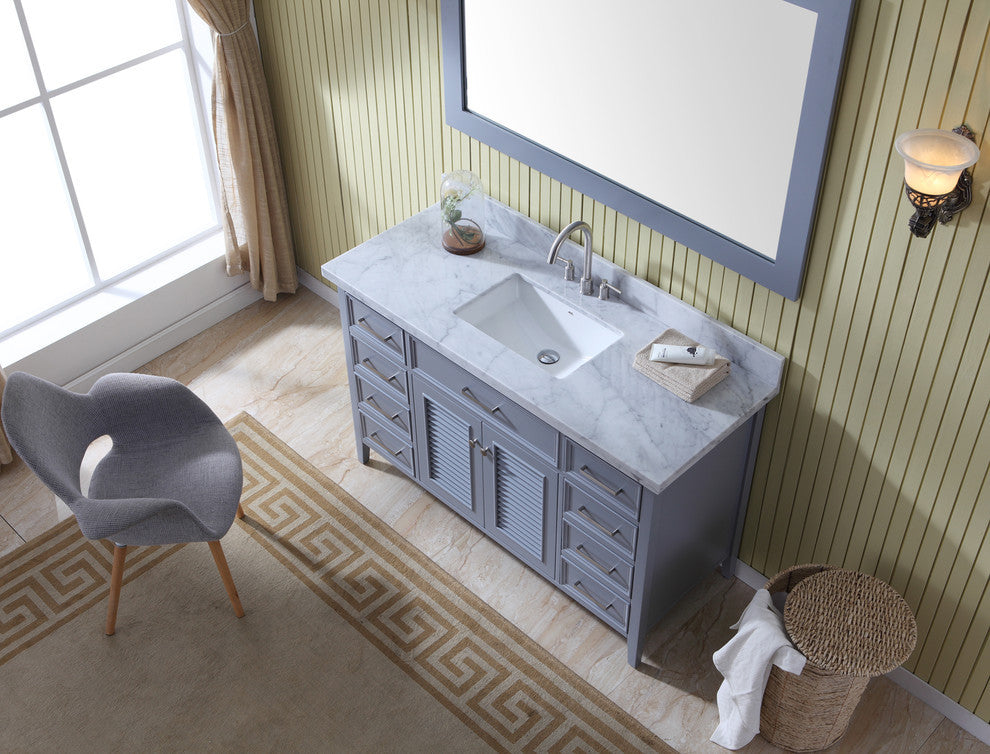 Ariel Kensington 55" Traditional Single Sink Vanity Set, Gray