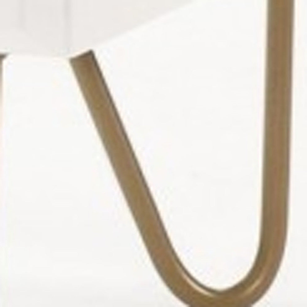 Contemporary White and Gold Nightstand With Two Drawers