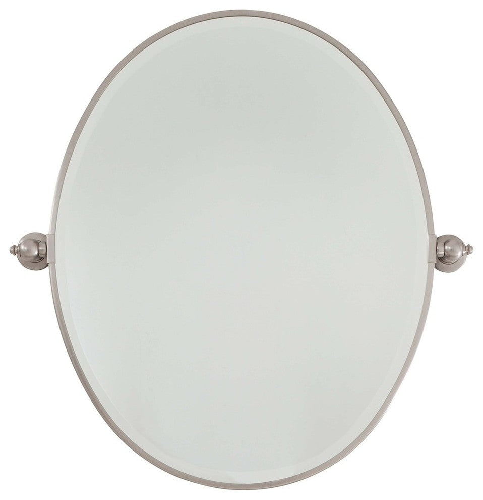 Minka Lavery Large Oval Mirror, Beveled, Brushed Nickel, 4"x31"x32"