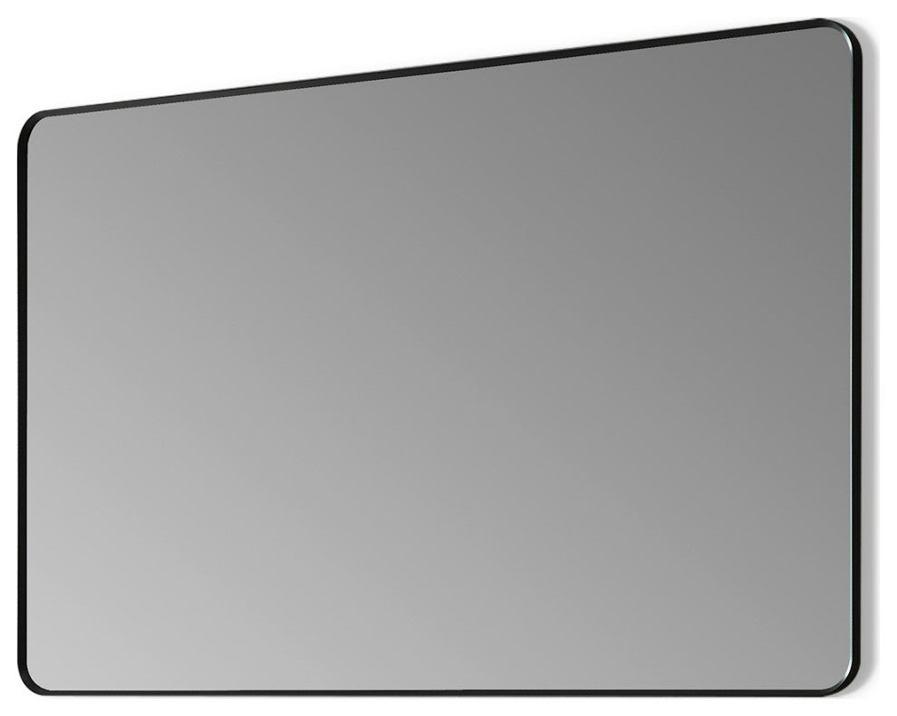Nettuno Rectangle Bathroom/Vanity Aluminum Framed Wall Mirror, Matt Black, 48"