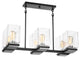 Crossroads 6-Light Island Pendant, Matte Black With Clear Glass
