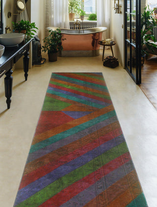 Vintage Overdyed Yelitza Purple/Charcoal Runner, 3'0 x 12'7