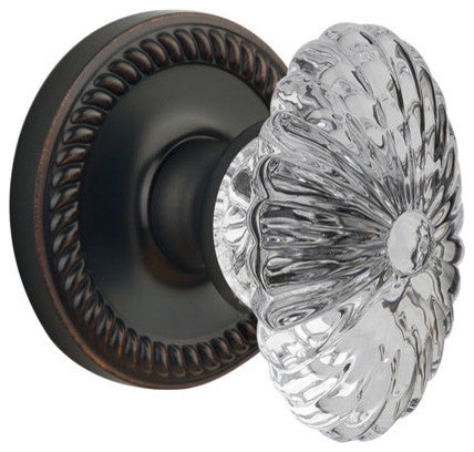 Grandeur Single Dummy-Newport Plate-Burgundy Crystal Knob-Timeless Bronze