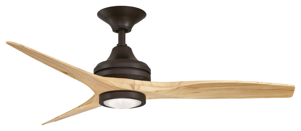 Fanimation Spitfire Ceiling 48" Fan Dark Bronze With LED Light, Natural Blades
