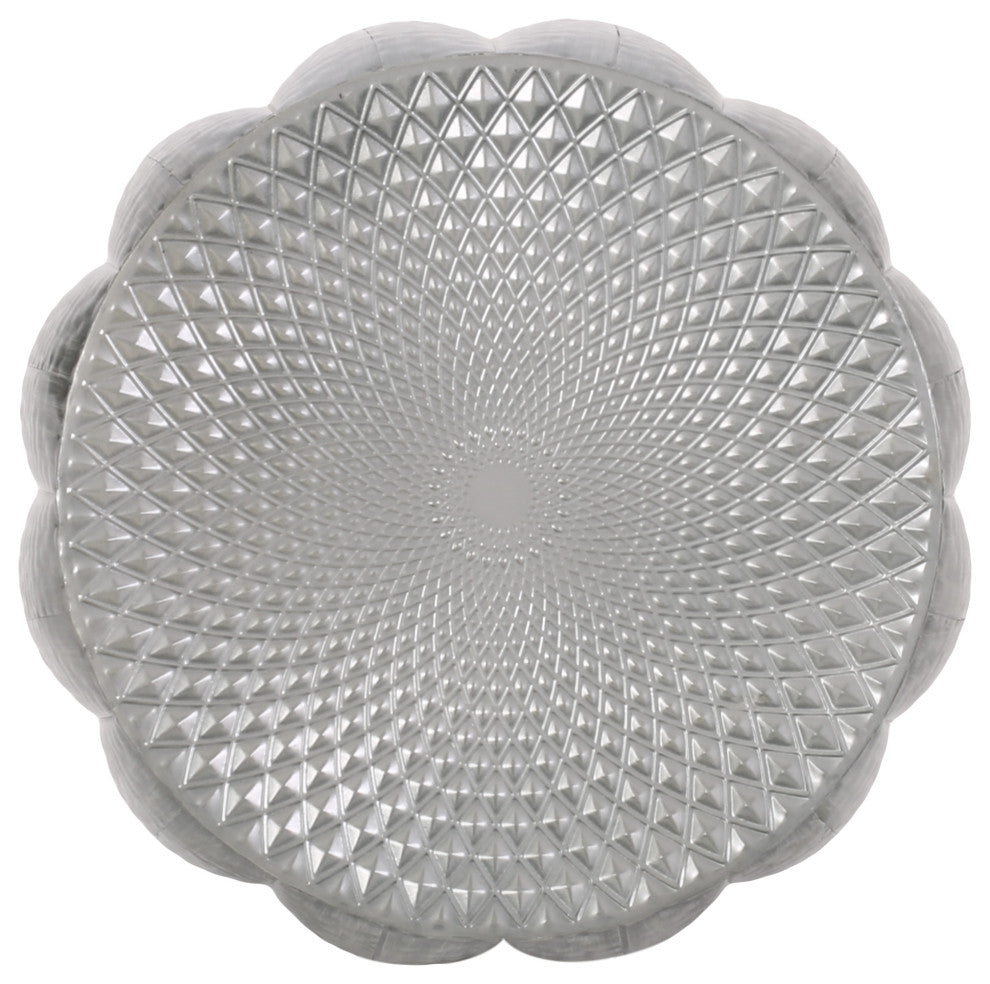 Craigue Modern Iron Mandala Pumpkin Side Tables, Set of 2, Brushed Antique Silver