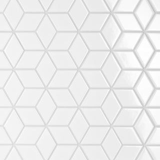 Metro Rhombus Mosaic Floor and Wall Tile, Glossy White