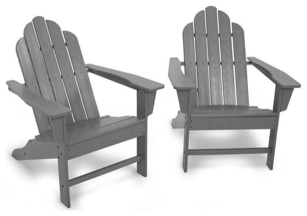 Polywood Long Island Adirondack 2-Piece Set, Slate Gray