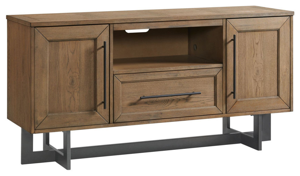 Eden 60" Wide Media Console With Open Center Drawer, Rustic Dune