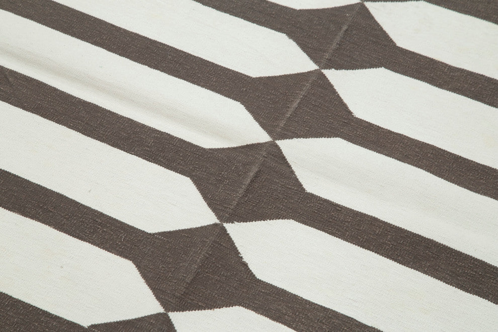 Rug N Carpet - Handmade Wool 3' 7'' x 5' 6'' Geometric Dhurrie Kilim Rug
