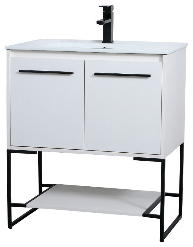 30" Single Bathroom Vanity, White