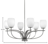 Cavella 6-Light Chandelier, Graphite, 5" White Linen Glass