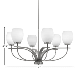 Cavella 6-Light Chandelier, Graphite, 5" White Linen Glass