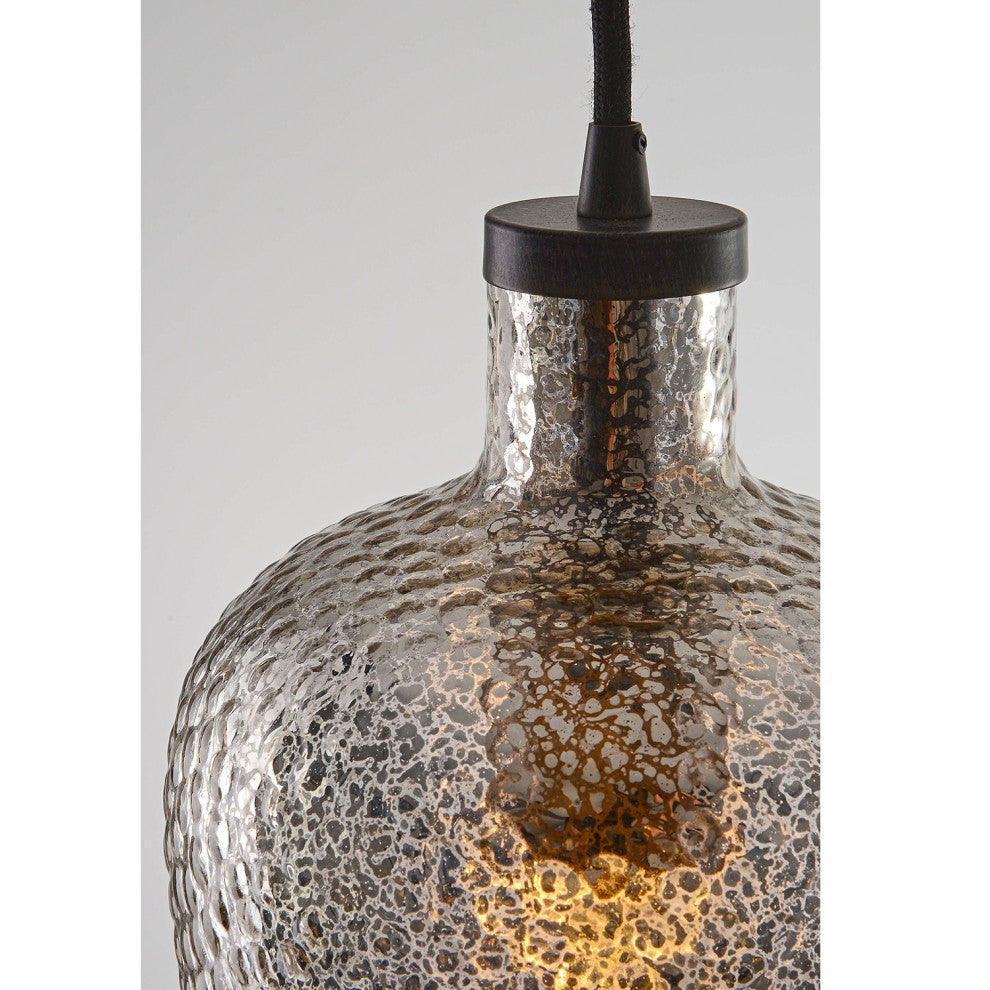 Helen Silver Mini Ripple Glass Antique Black Pendant Chandelier