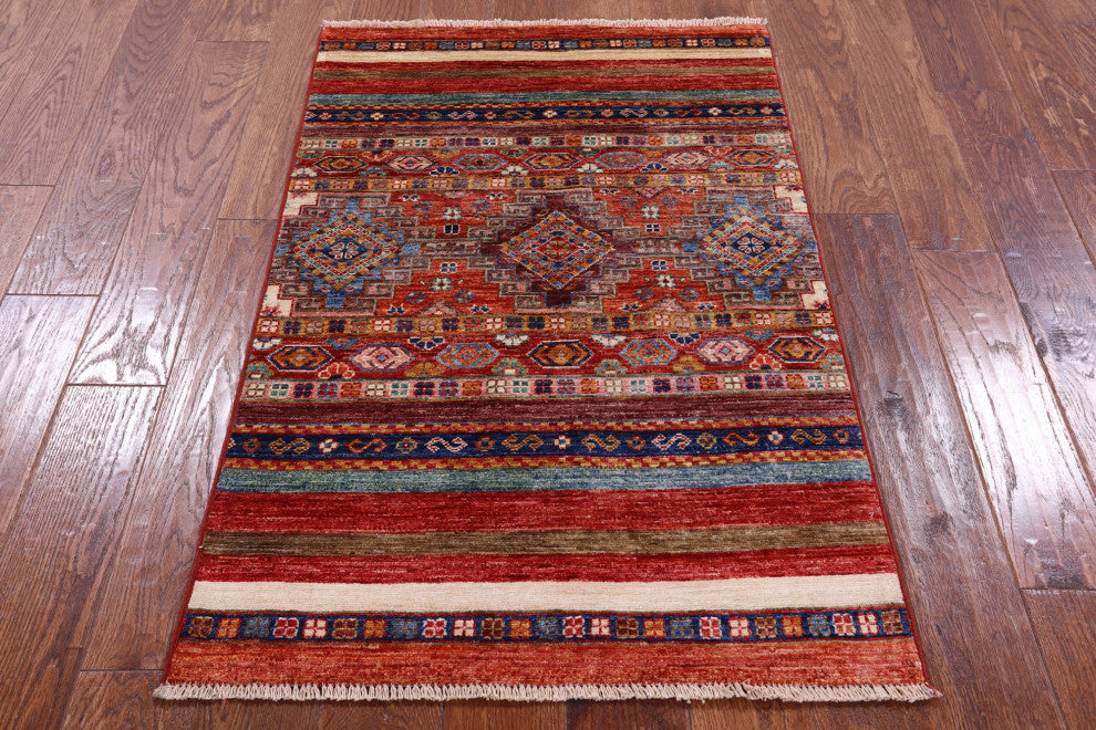 2' 7" X 4' 0" Super Kazak Khorjin Hand-Knotted Wool Rug Q11037