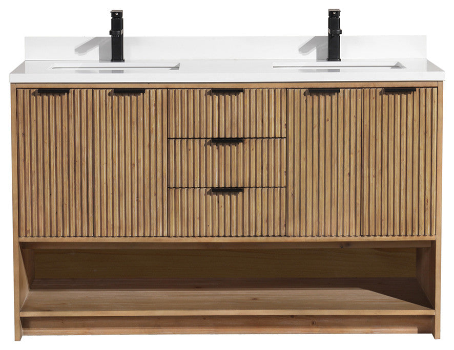 Ari Kitchen and Bath San Diego Bath Vanity, Weathered Fir, 55", Freestanding