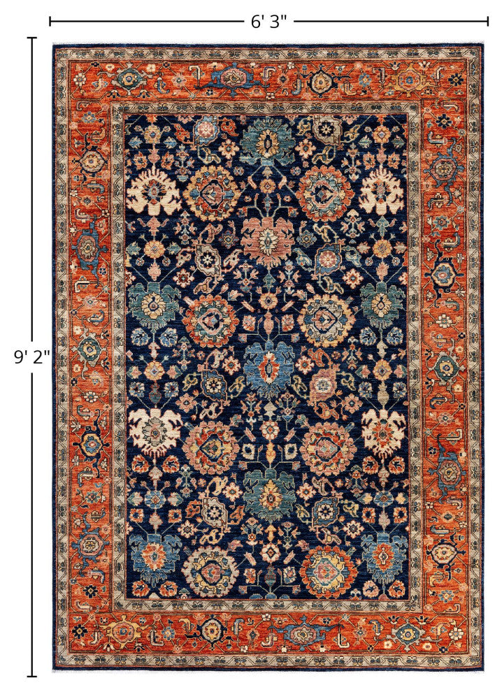 Serapi One-of-a-Kind Hand-Knotted Area Rug Blue, 6'3" x 9'2"