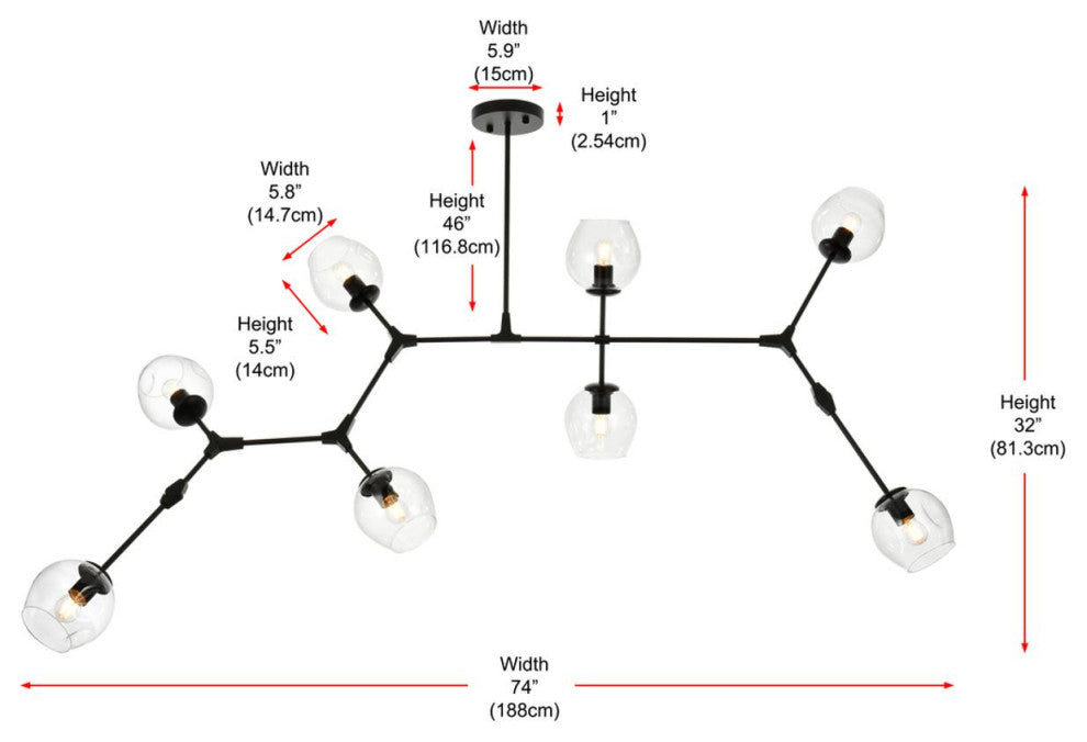 Cavoli 8 Light Chandelier, Black