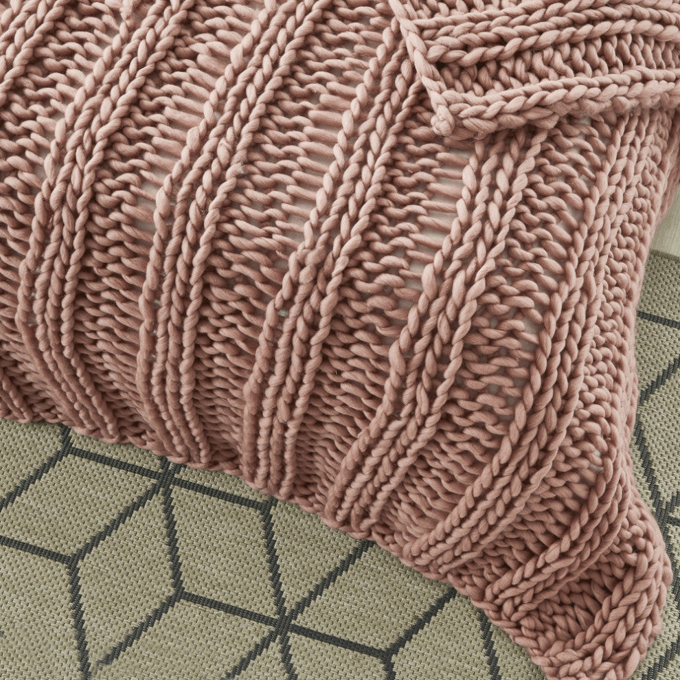 50" X 70" Blush Knitted Polyester Throw Blanket