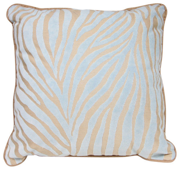 Mozambique Accent Pillow, Blue and Tan, 16"x12"