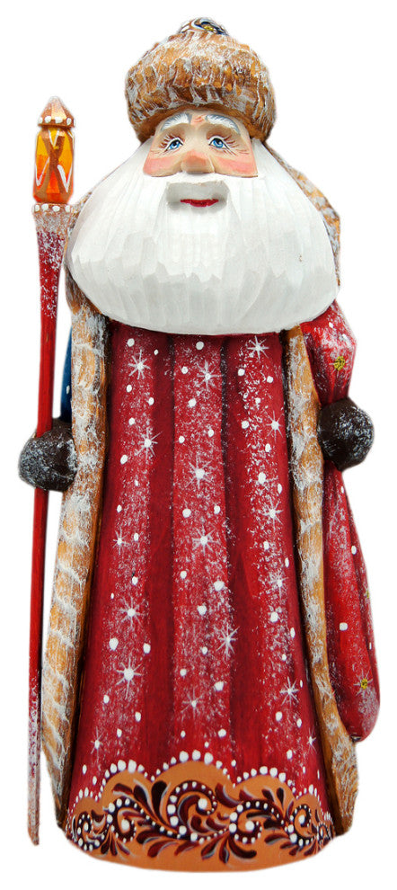 Twinkle-Yuletide Red Santa Wood Carved