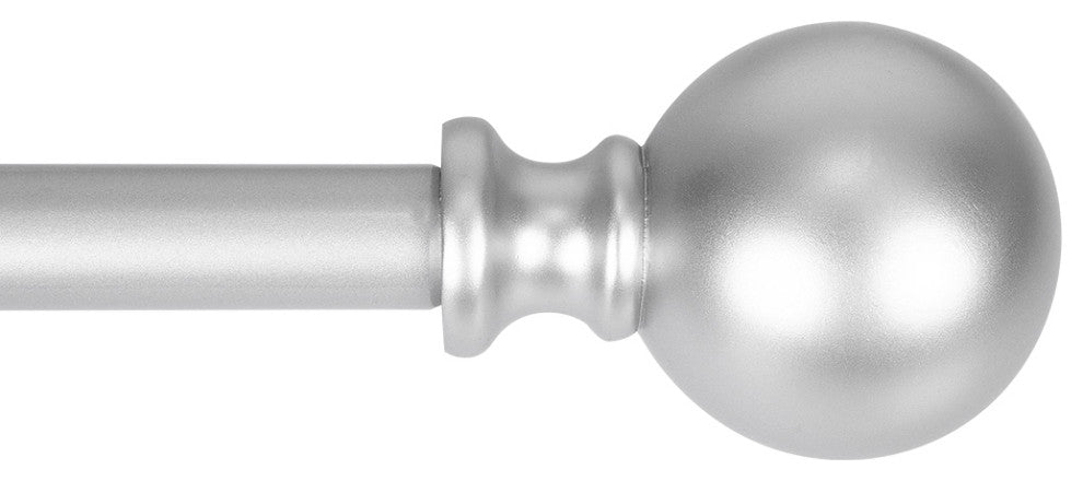Curtain Rod With Round Finials, Adjustable Length 48-86", Nickel
