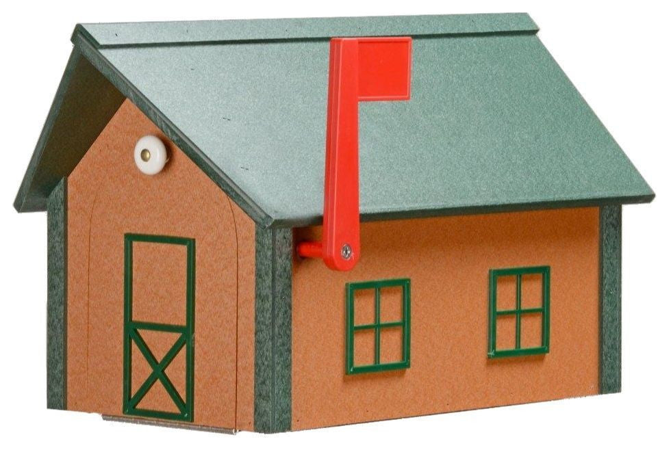 Poly Roof Standard Mailbox, Cedar & Turf Green, Matching Roof