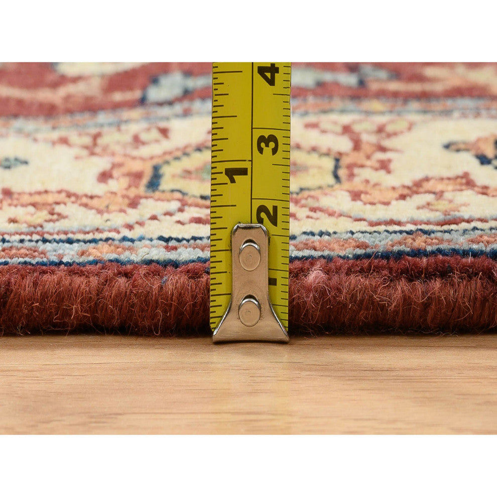 Red Hand Spun Wool Hand Knotted Antiqued Fine Heriz XL Runner Rug, 2'6"x18'2"