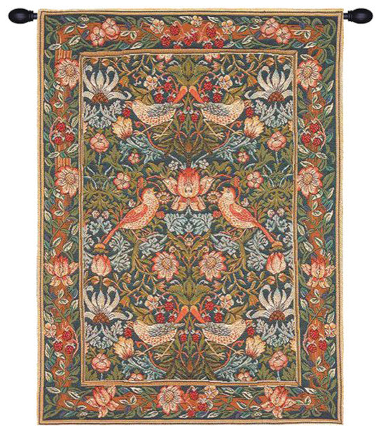 Birds Face To Face I, European Wall Tapestry, 36"x28"