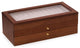 3 Level Cherry Wood 36 Pen Storage Case, Glass Top