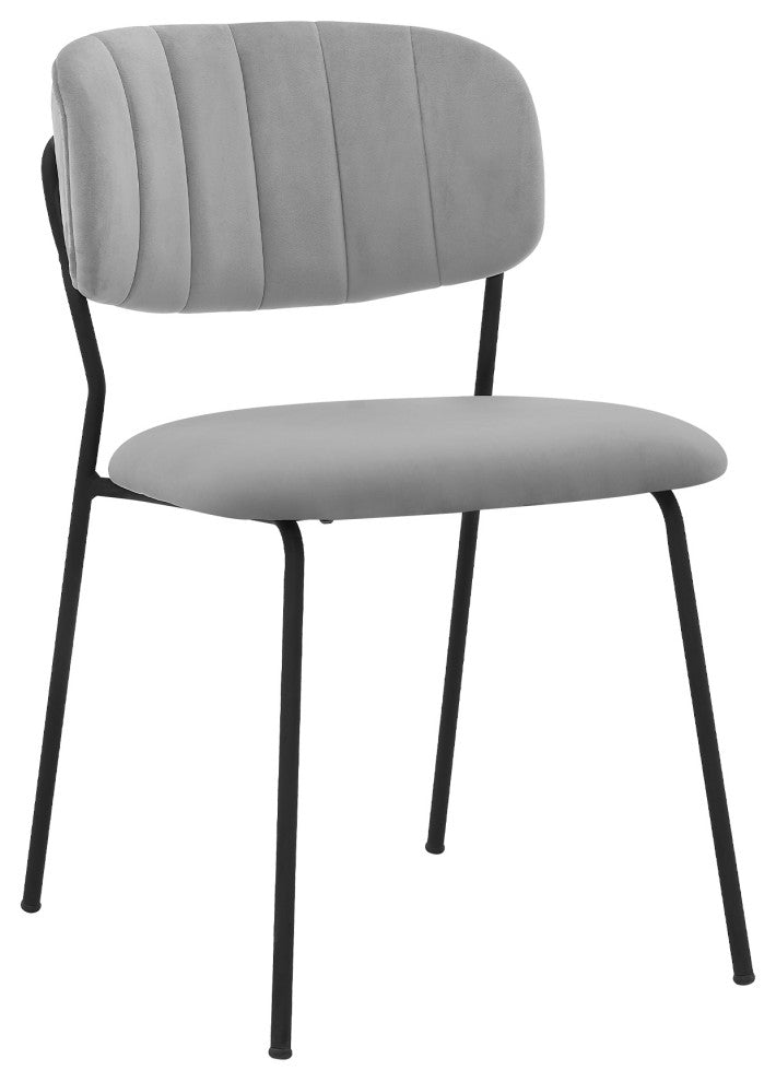 Carlo Gray Velvet and Metal Dining Room Chairs, Set of 2