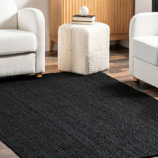 Nuloom Rigo Hand Woven Farmhouse Jute Area Rug, Black 2'6"x10'
