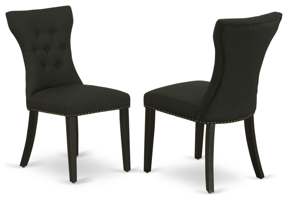 5Pc Small Dining Set - 4 Upholstered Chairs, Table Wood Frame -High Back & Black