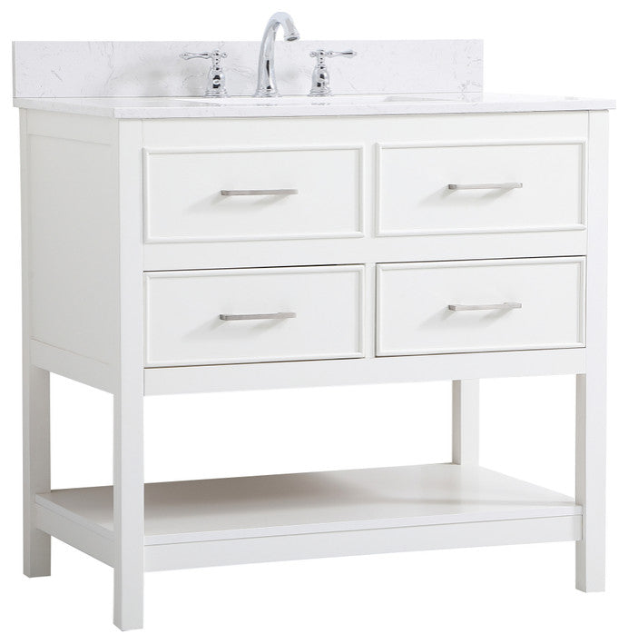 Skylar 36" Single Bathroom Vanity, White, With Backsplash