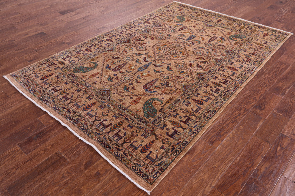 Persian Gabbeh Tribal Handmade Wool Rug 5' 7" X 8' 5" Q9975