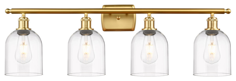 Ballston-Bella 4-Light 36" Bath Vanity Light, Satin Gold, Clear