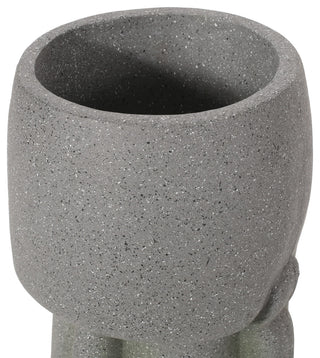Harrod Outdoor Polynesian Decorative Planter, Stone Gray