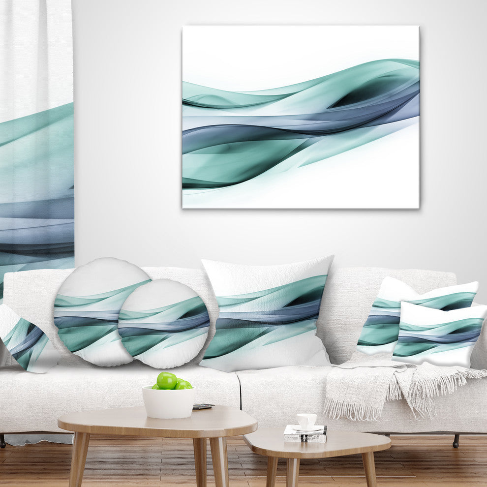 Fractal Lines Gray Blue Abstract Throw Pillow, 18"x18"