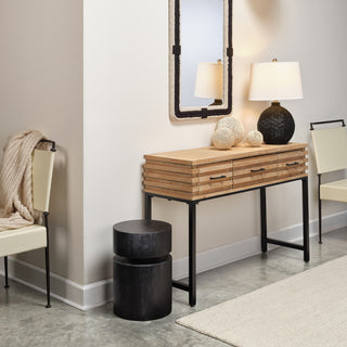 Dylan Wood Round Side Table, Grey