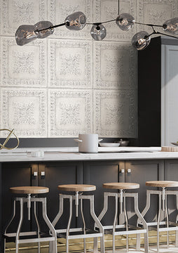 Tin Tile Pattern Wallpaper, Off-White, Bolt