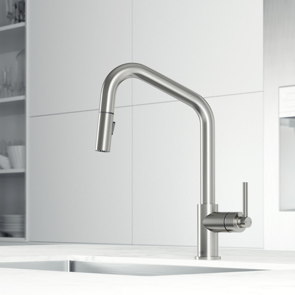 VIGO Utopia 14" H Single Handle Pull-Down Sprayer Kitchen Bar Faucet, Stainless Steel