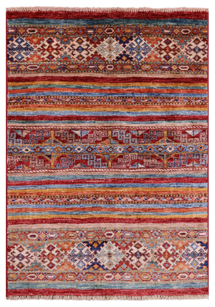 2' 8" X 3' 10" Super Kazak Khorjin Handmade Wool Rug Q11035