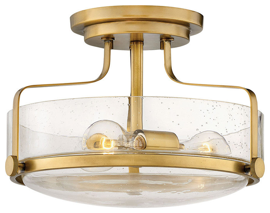 Hinkley Harper 14.5" Semi-Flush Ceiling Light, Heritage Brass